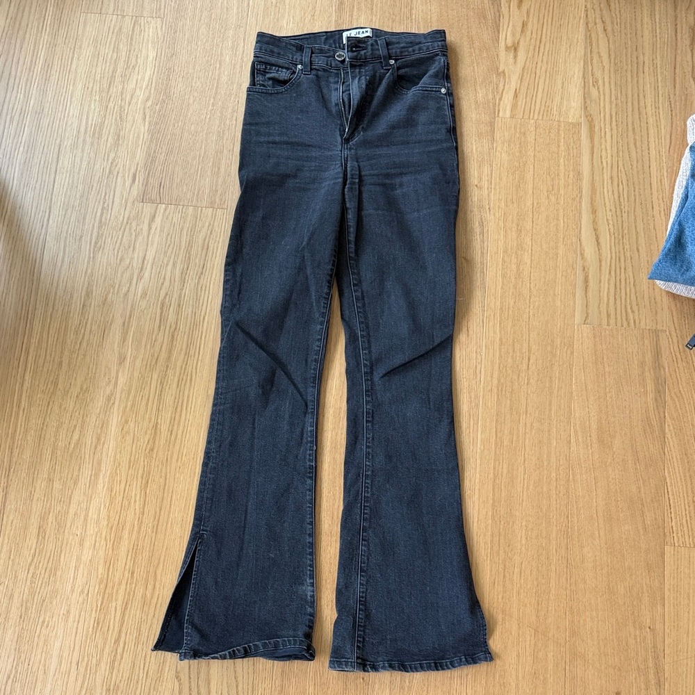 Le Jean Black Flared Women's Jeans with Side Slits